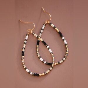 Midnight Harmony Beaded Teardrop Earrings